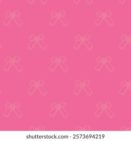 Seamless pattern with cute ribbon bow.Elegant coquette ribbon background. 