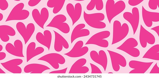 Seamless pattern cute romantic red love heart. pink hearts background seamless pattern illustration.