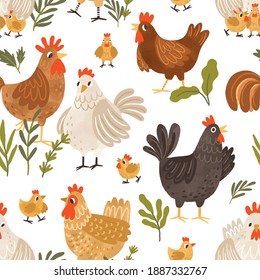 Collection Rooster Hen Chicks Isolated On Stock Vector (Royalty Free ...