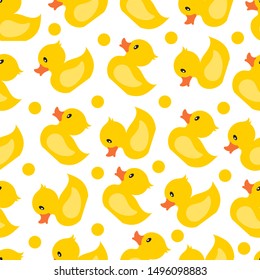 Seamless Pattern Cute rubber ducks on a white background. rubber ducks Pattern Vector. Illustration Art