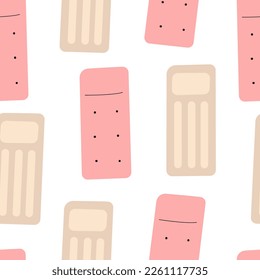 Seamless pattern with cute rubber mattress for pool or ocean. Vector background with beach accessories