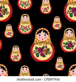 seamless pattern cute russian doll