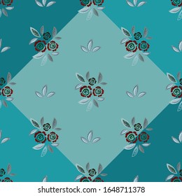  Patrón sin problemas. Rosas y hojas rústicas. Comedor floral de estilo folclórico. Estilizado para el trabajo a mano y a mano. Diseño para textiles, papel, embalaje, ropa de cama. Ilustración vectorial.