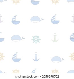 Seamless pattern with cute sailboats. Vector illustration.