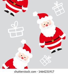 Seamless pattern with cute Santa Claus. Christmas seamless background with gifts and Santa Claus. Christmas background.