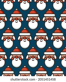 Seamless pattern with cute Santa Claus face. Christmas and New Year vector background.
