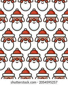 Seamless pattern with cute Santa Claus face. Christmas and New Year vector background.