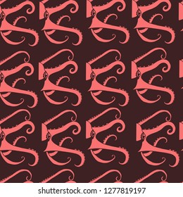 seamless pattern cute sea animal tentacles vector