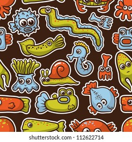 seamless pattern with cute sea monsters