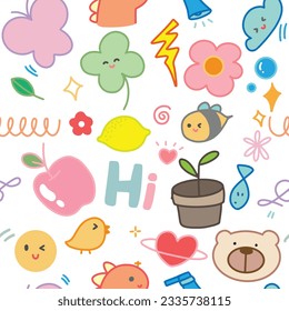 seamless pattern cute set for background , illustration , wallpaper