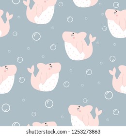 Seamless pattern with cute sharks. Children's texture for fabric, textiles. Hand-drawn.