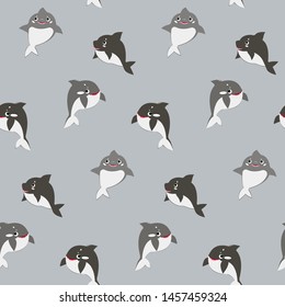 Seamless pattern with cute sharks. Vector flat background .Childish pattern.