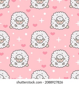 seamless pattern cute sheep, vector graphics
