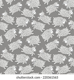 Seamless pattern with cute sheep. Vector illustration.