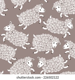 Seamless pattern with cute sheep. Vector illustration.