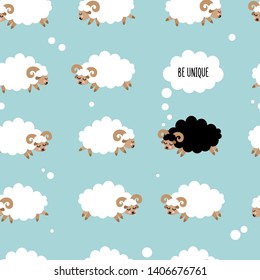 Seamless pattern with cute sheeps. Be unique