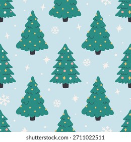 Patrón sin fisuras con lindos árboles de Navidad simples. Decoración tradicional de invierno. Perfecto para el Anuncio, Fondo de pantalla, papel de embalaje, fondo, tarjeta, cartel. Ilustración vectorial