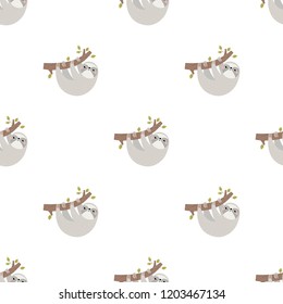 Seamless pattern with cute sloth