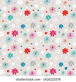 Seamless pattern of cute small flowers 