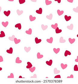 Seamless pattern with cute small red and pink hearts. Romantic concept for Valentines day theme, beauty and fashion prints