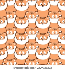 Seamless pattern of cute smile tiger background.Wild animal character cartoon design.Image for card,poster,sticker.Kawaii.Vector.Illustration.