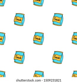 Seamless Pattern of Cute Snack With Doodle or Hand Drawn Style