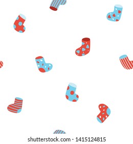 Seamless pattern cute socks. Vector illustration little socks.