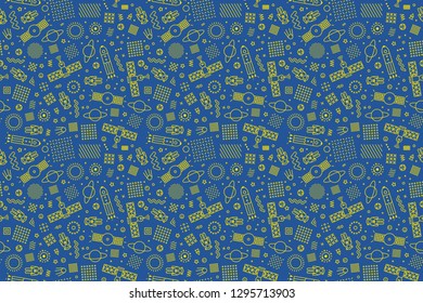 Seamless pattern with cute space. Vector illustration.