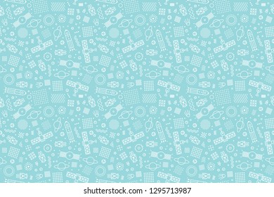 Seamless pattern with cute space. Vector illustration.