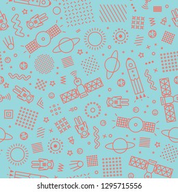 Seamless pattern with cute space. Vector illustration.