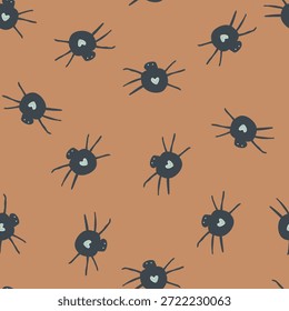 Patrón sin fisuras araña linda con corazones. Ilustración vectorial con araña ingenua, patrón de niños.