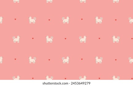 Seamless pattern with Cute  Spitz. Dogs of different breeds. Side view. Flat Vector illustration