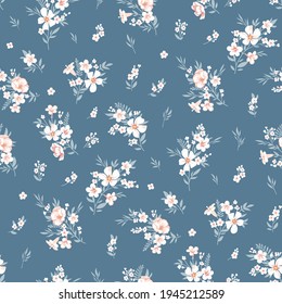 Seamless pattern with cute spring flowers