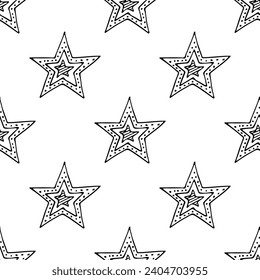 Seamless pattern with cute stars doodle for decorative print, wrapping paper, greeting cards, wallpaper and fabric