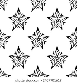 Seamless pattern with cute stars doodle for decorative print, wrapping paper, greeting cards, wallpaper and fabric