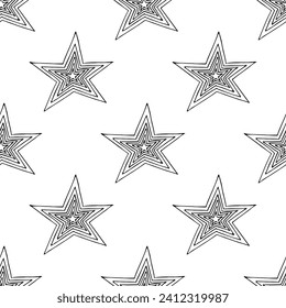 Patrón sin inconvenientes con doodle de estrellas lindas para la impresión decorativa, papel de envoltura, tarjetas de felicitación, papel pintado y tela