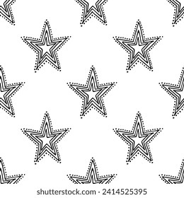 Seamless pattern with cute stars doodle for decorative print, wrapping paper, greeting cards, wallpaper and fabric