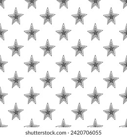 Seamless pattern with cute stars doodle for decorative print, wrapping paper, greeting cards, wallpaper and fabric