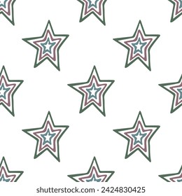 Seamless pattern with cute stars doodle for decorative print, wrapping paper, greeting cards, wallpaper and fabric