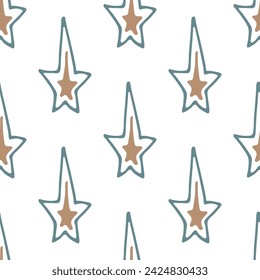 Seamless pattern with cute stars doodle for decorative print, wrapping paper, greeting cards, wallpaper and fabric