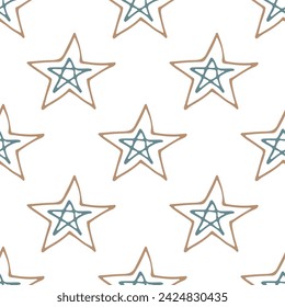 Nahtloses Muster mit niedlichen Sterne Doodle für Dekordruck, Wickelpapier, Grußkarten, Tapeten und Stoff
