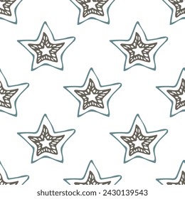 Seamless pattern with cute stars doodle for decorative print, wrapping paper, greeting cards, wallpaper and fabric