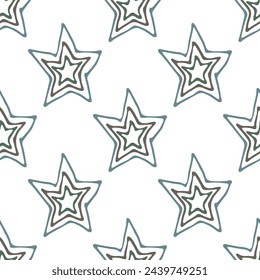 Seamless pattern with cute stars doodle for decorative print, wrapping paper, greeting cards, wallpaper and fabric