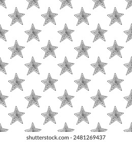 Seamless pattern with cute stars doodle for decorative print, wrapping paper, greeting cards, wallpaper and fabric