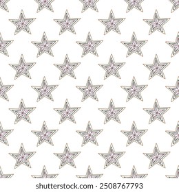Padrão contínuo com estrelas bonitas doodle para impressão decorativa, papel de embrulho, cartões de saudação, papel de parede e tecido