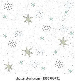Seamless Pattern with Cute stars on cute background. Scandinavian Style. 