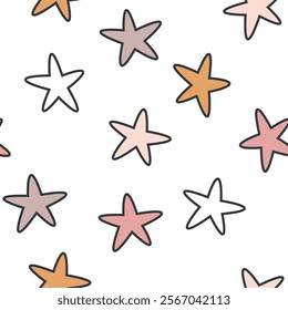 
Seamless pattern. Cute stars wallpaper for children's room. Textures for fabrics, packaging, backgrounds