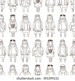 Seamless pattern with cute steampunk pilots. Vector illustration