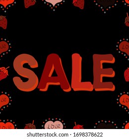 Seamless pattern. Cute sticker illustration. Marketing campaign sale advert label. Sale, retail vector tag. Vector. Black, orange and red friday sale label. Grunge pained background, frame border.