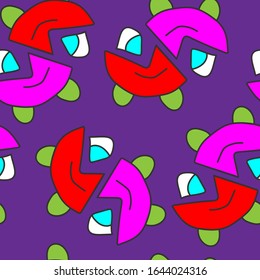 Seamless pattern with cute strange monsters.